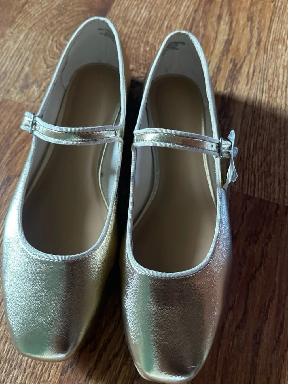 Time and Tru Metallic Gold Mary Jane Flats